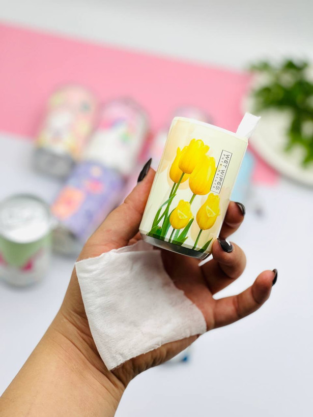 دستمال مرطوب با قوطی فانتزی مناسب کیف مدرسه